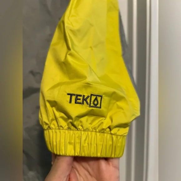 L.L. Bean Youth L Rain Jacket Gray Yellow Waterproof Reflective Outdoor Shell - Picture 9 of 16